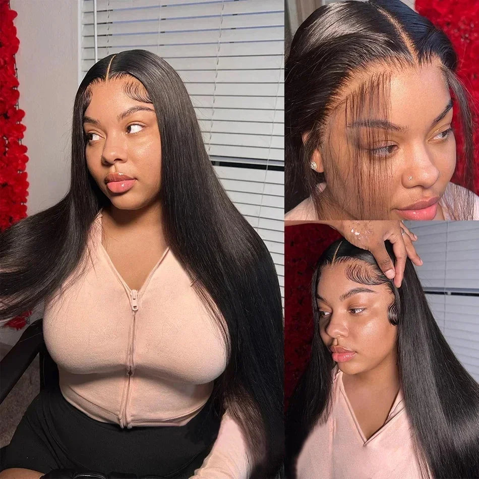 40 Inch Wear Go Glueless Wig 13x6 HD Transparent Bone Straight Lace Front Wigs Ready To Go 4x4 6x4 HD Glueless Wigs Pre plucked