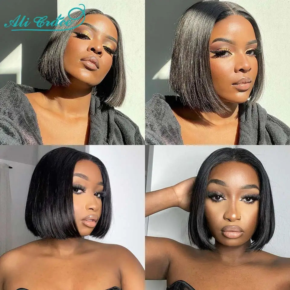 Ali Grace Hair Short Bob Wig 13x4 Lace Front Human Hair Wigs Peruvian 4x4 Lace Closure Bob Wig Remy Human Hair Wigs Pre-plucked