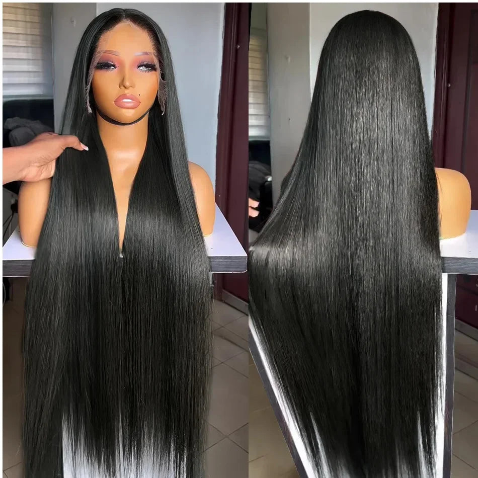 30 40 Inch Bone Straight Transparent 13x4 Lace Frontal Human Hair Wigs 200 Density Brazilian Remy 13x6 Lace Front Wig For Women