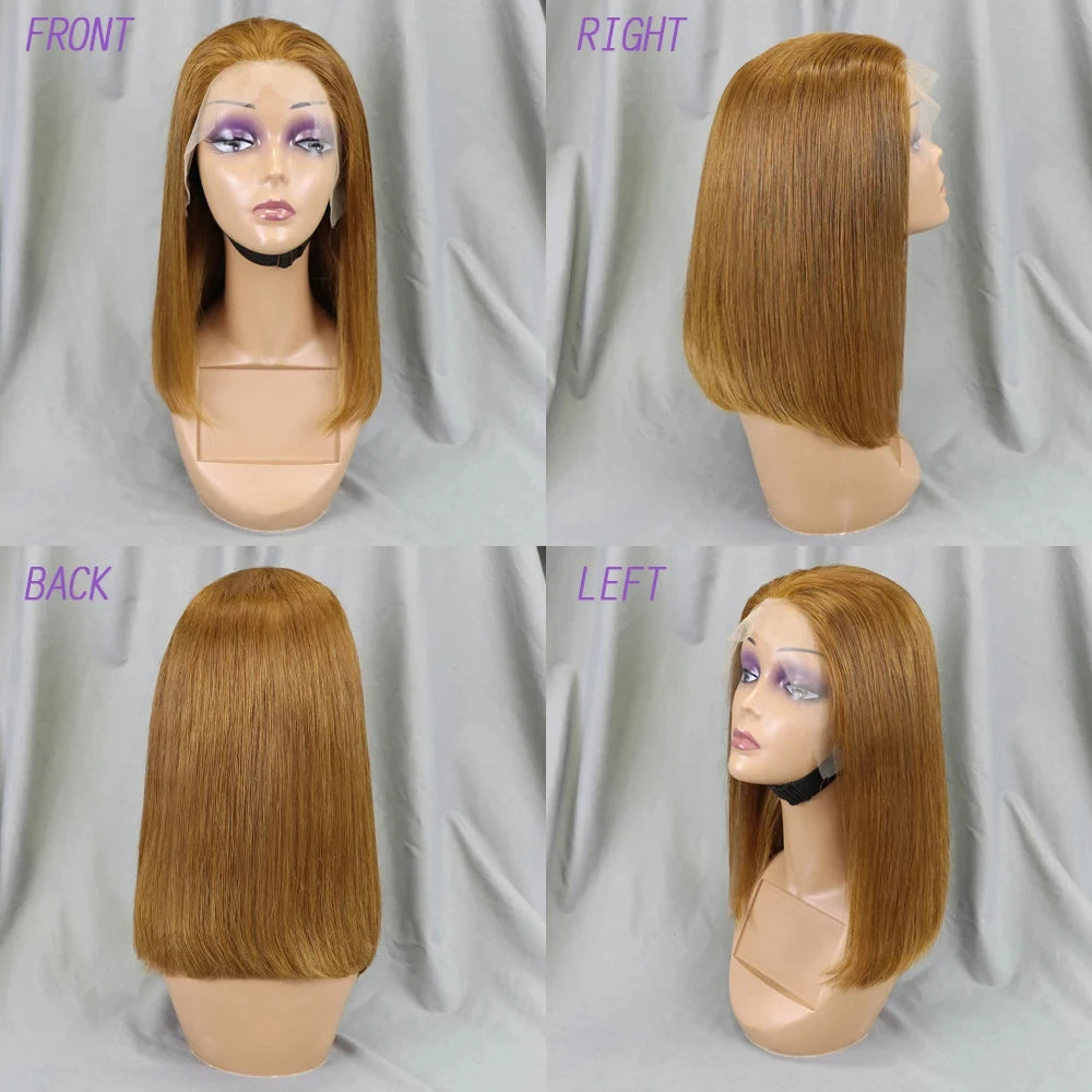 10-16 Inch 200% Density Straight Bob Wigs 30T4 Ombre Transparent 13x4 Lace Frontal Wigs Brazilian Remy Human Hair Wigs for Women