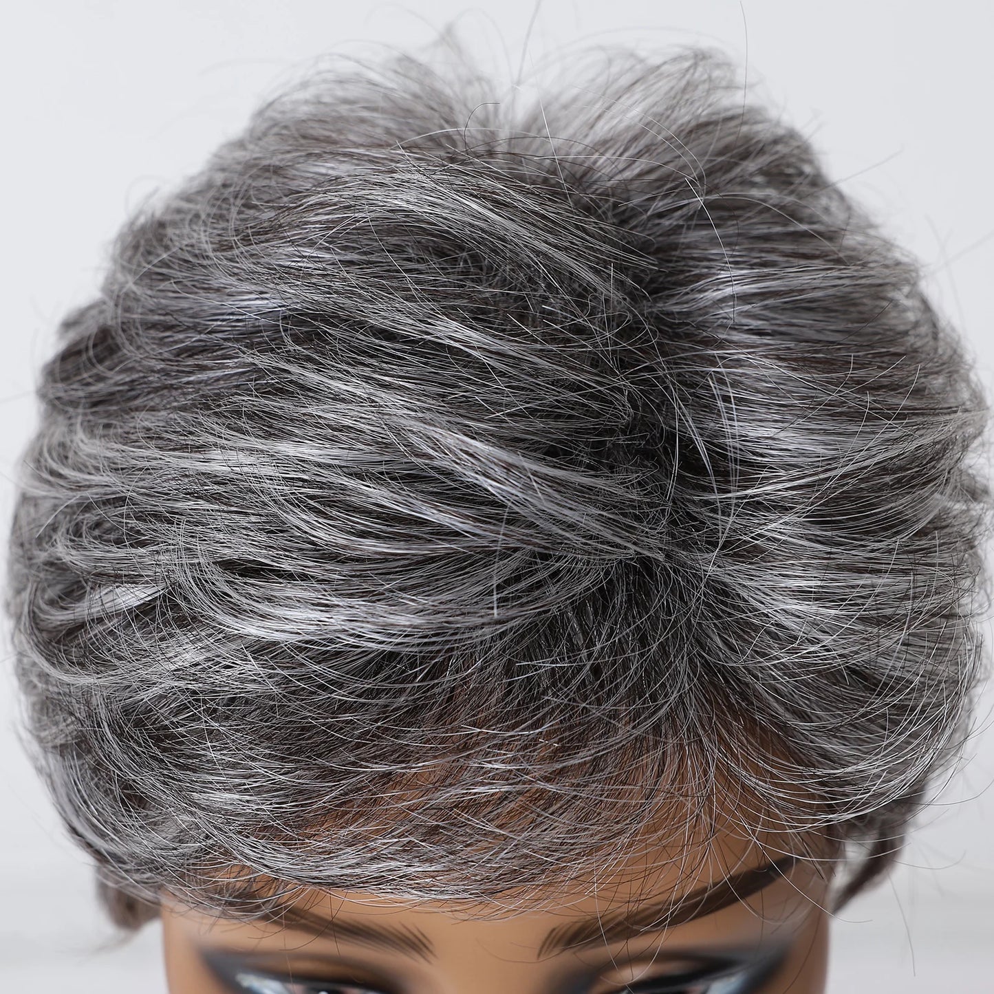 Short Pixie Cut Grey Human Hair Wig 8 Inch Layered Fashion Blend Human Hair Wig for Women Daily Use Hair Machine Made Cheap Wigs