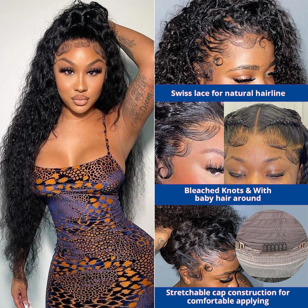 Deep Curly Lace Front Human Hair Wig For Black Women Pre Plucked HD Lace Front Wigs Human Hair 13x4 Lace Frontal Wig