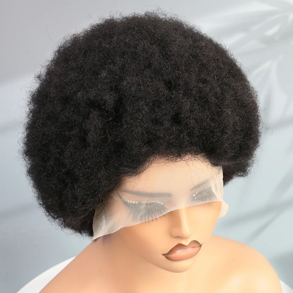 Afro Wigs Short Kinky Curly Human Hair Wig for Black Women 13X4 HD Lace Wigs Pixie Cut Wigs  Short Afro Kinky Curly Wig Cosplay