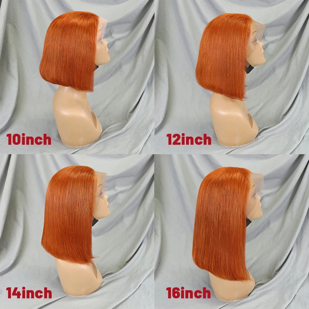 10-16 Inch 200% Density Straight Bob Wigs 30T4 Ombre Transparent 13x4 Lace Frontal Wigs Brazilian Remy Human Hair Wigs for Women