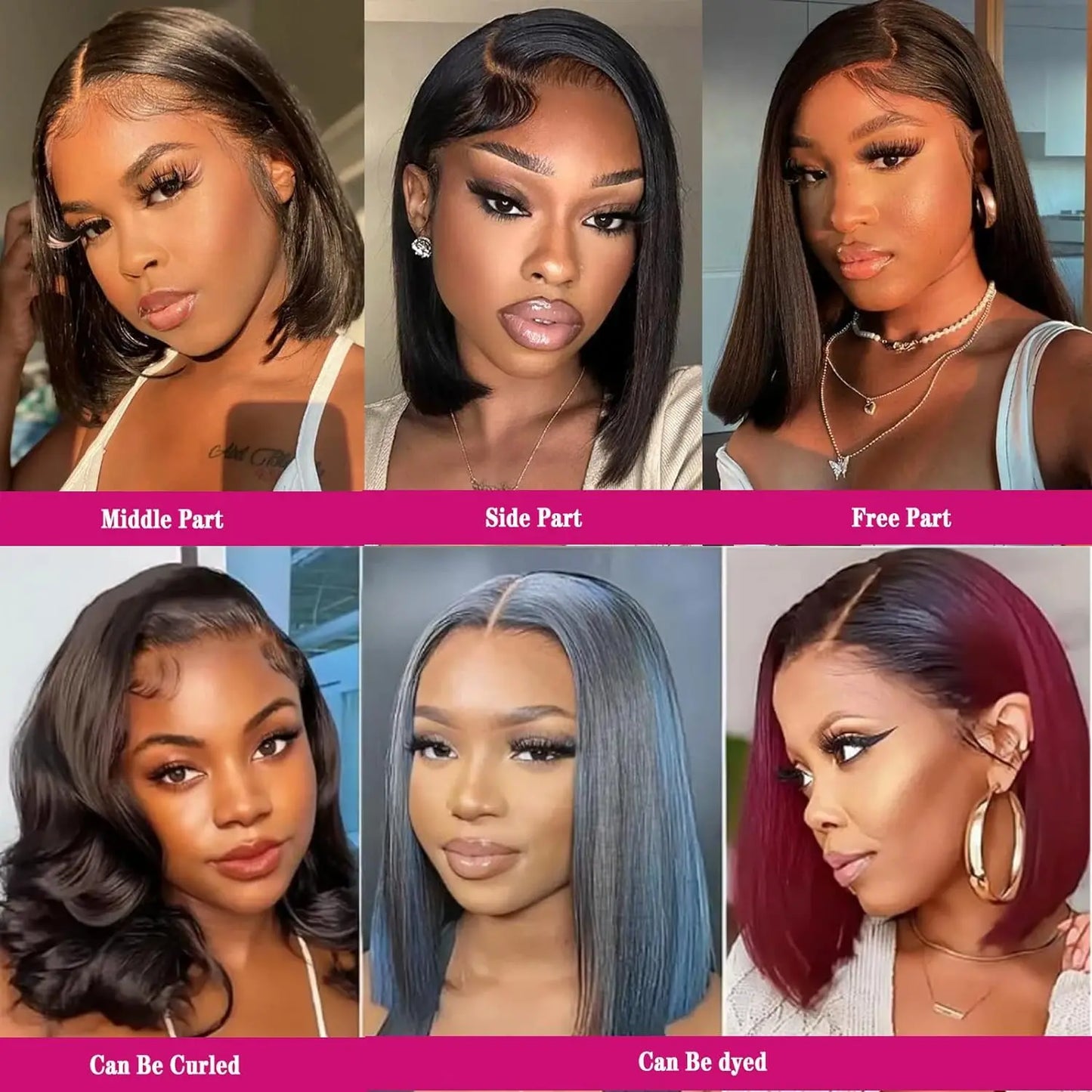 14Inch Bob Wig Human Hair 13x4 Straight Lace Front Wigs Human Hair 180% Density 15A Straight Bob Wigs For Black Women Pre Plucke