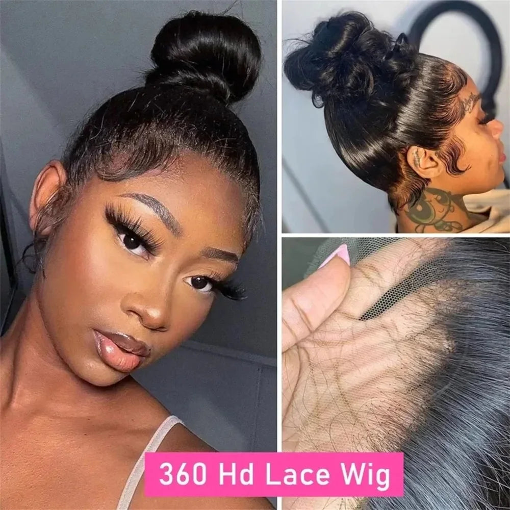 HD Transparent 360 Lace Frontal Wig Human Hair PrePlucked Bone Straight Human Hair Wigs For Women 13X4 13x6 Lace Front Wig