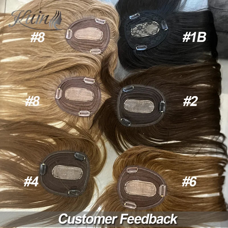 Straight Hair Clip In Human Hair Silk Top Base Topper For Women Toupee Hairpiece Wig 12x13cm Natural Color Top Wig