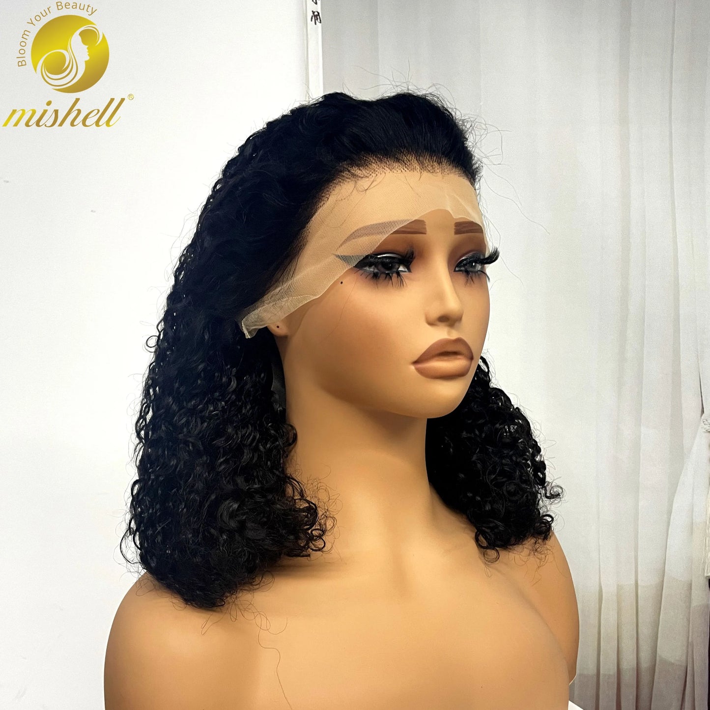 13x4 Lace Frontal Pixie Curly Human Hair Wigs 350% Density 12A Colored Raw Burmese Bouncy Curly Hair Wigs for Women