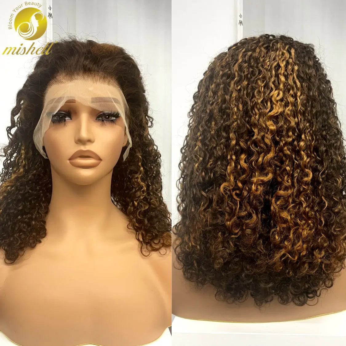 13x4 Lace Frontal Pixie Curly Human Hair Wigs 350% Density 12A Colored Raw Burmese Bouncy Curly Hair Wigs for Women