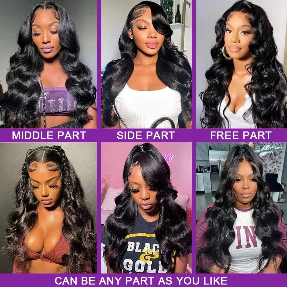 180% 13x4 360 Body Wave Lace Front Human Hair Wigs Brazilian Water Wave 13x6 HD Transparent Lace Frontal Wig For Women