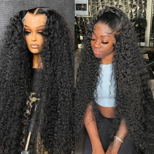 30 40 Inch Deep Wave Frontal Wig Transparent 13x4 13x6 Hd Lace Frontal Human Hair Wigs Water Curly  Lace Frontal Wigs For Women