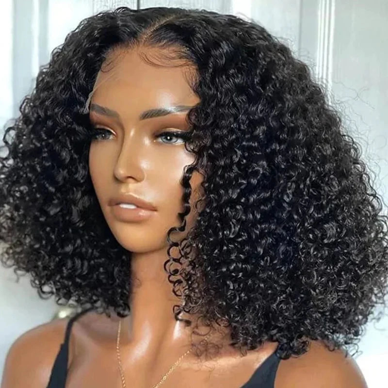 13x4 Bob Wigs Jerry Curly Short Human Hair Natural Black Brazilian Deep Curly Wigs For Black Woman