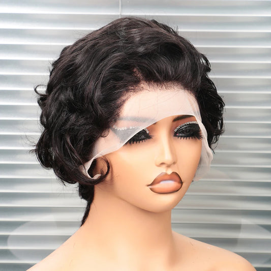 Pixie Cut Wigs Human Hair 13x4 Short Pixie Cut Lace Front Wig for Women Black Pixie Cut Transparent Frontal Wig Natural Wave Wig