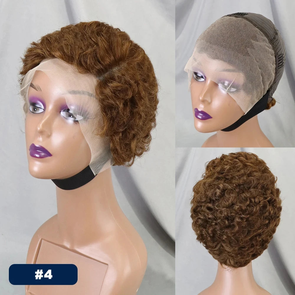 Grey 6inch 180% Density Transparent 13x4 Lace Frontal Bob Wigs Brazilian Remy Human Hair Pixie Cut Short Bob Wig for Black Women