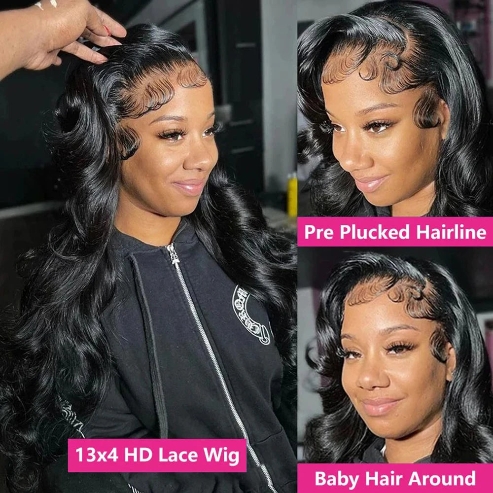 30 40 Inch Body Wave 13x6 Hd Lace Frontal Wig 100% Human Hair Brazilian Pre Plucked Lace For Women 13x4 human hair lace frontal