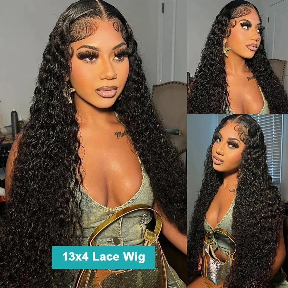 Glueless Kinky Curly 13x4 Lace Front Human Hair Wigs For Women Brazilian Deep Curly Lace Frontal Wig Wet And Wavy Frontal Wigs