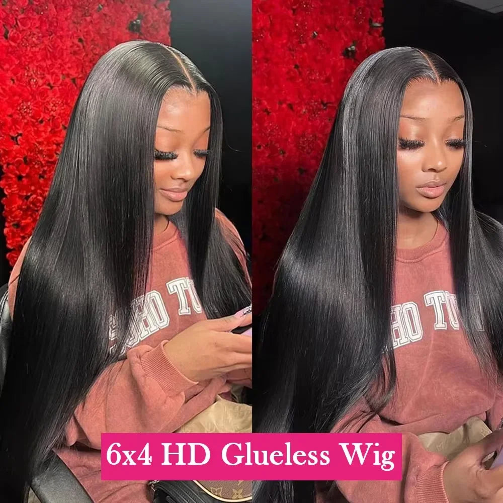 40 Inch Wear Go Glueless Wig 13x6 HD Transparent Bone Straight Lace Front Wigs Ready To Go 4x4 6x4 HD Glueless Wigs Pre plucked