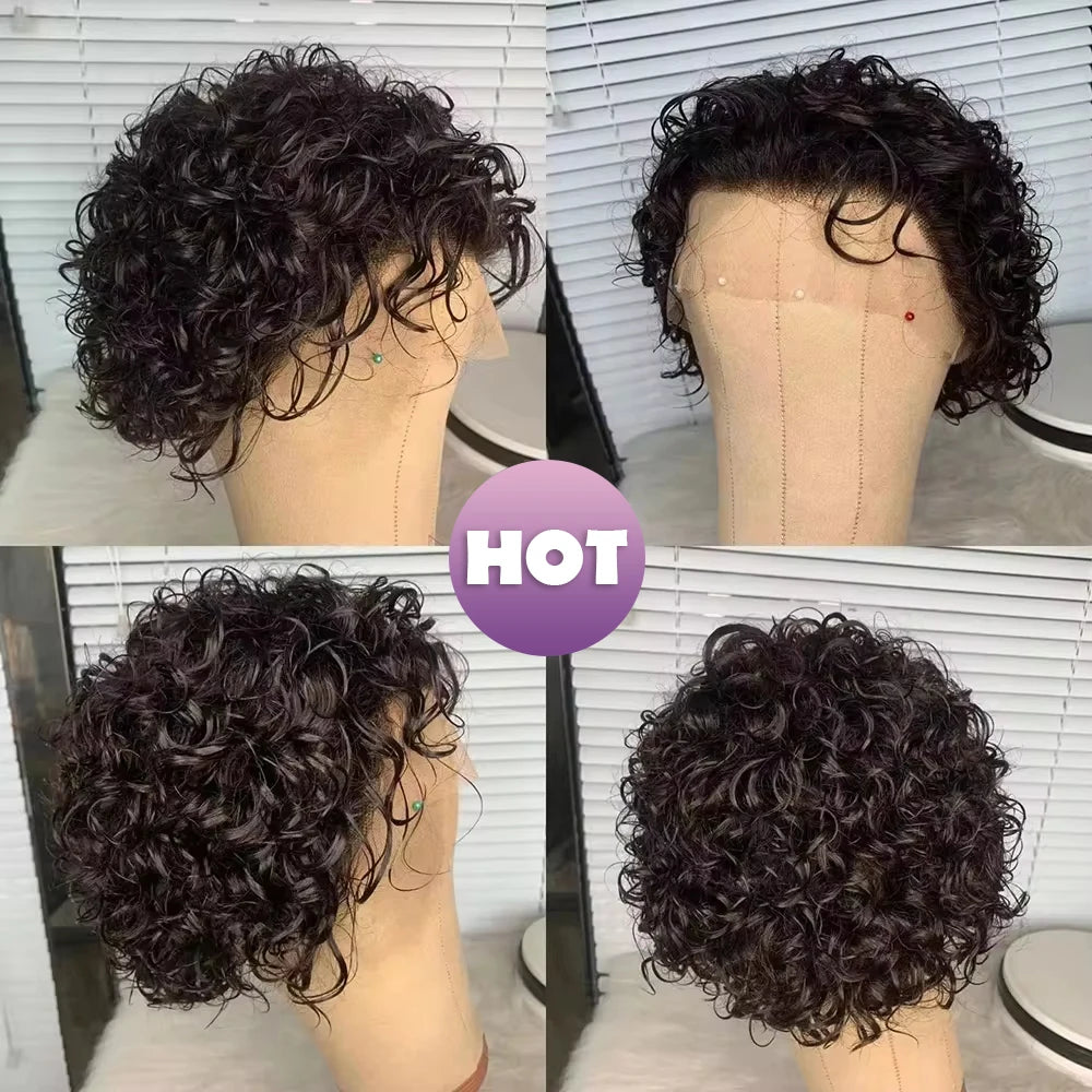 Pixie Cut Wig Curly Human Hair 13x1 Lace Frontal Wigs Human Hair Short Bob Human Hair Wigs 13x4 Lace Front Wigs For Black Women