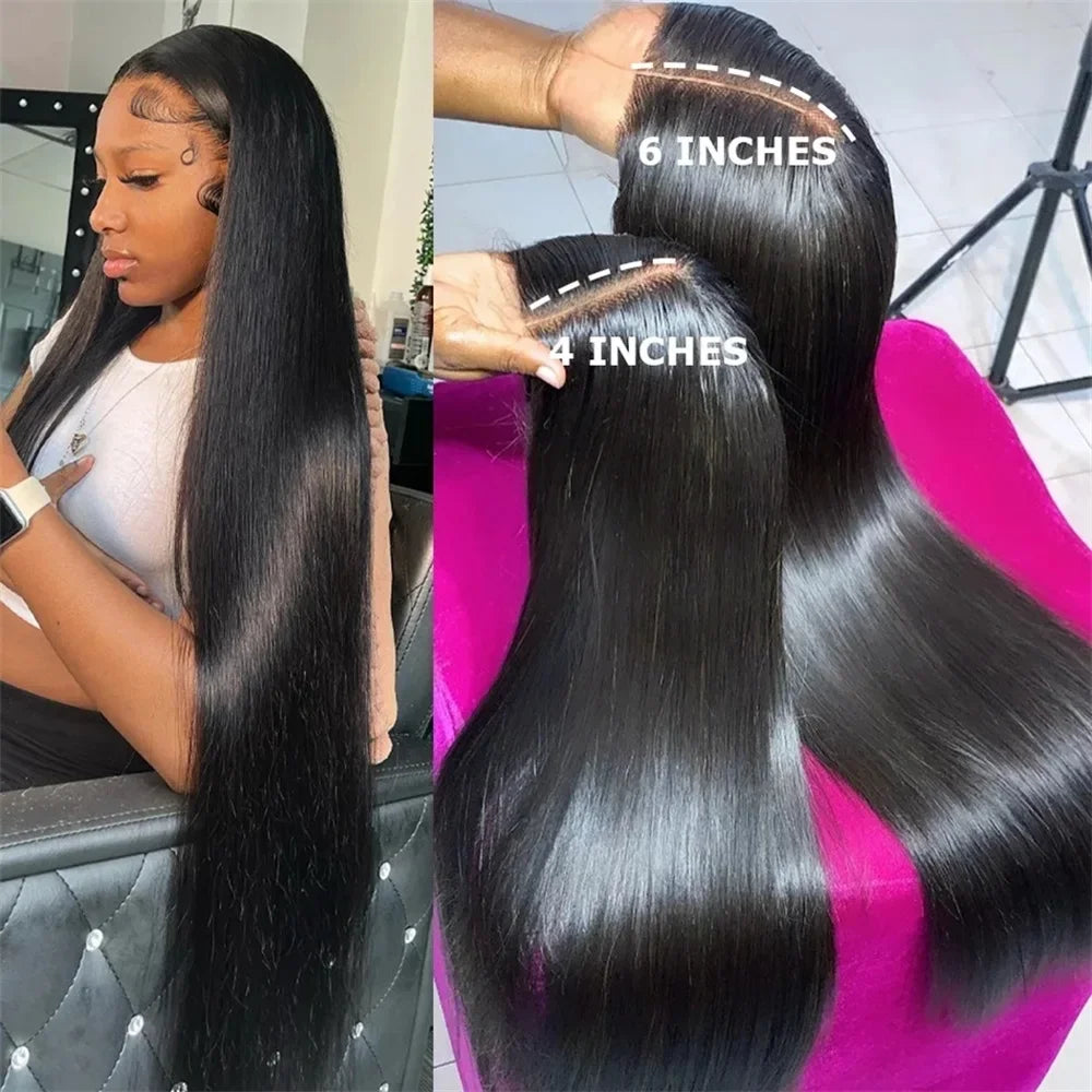 Real HD Lace Frontal Wigs Straight Human Hair Wigs 28 30 Inch Bye Bye Knots Skin Melted Pre Plucked Brazilian Hair For Women