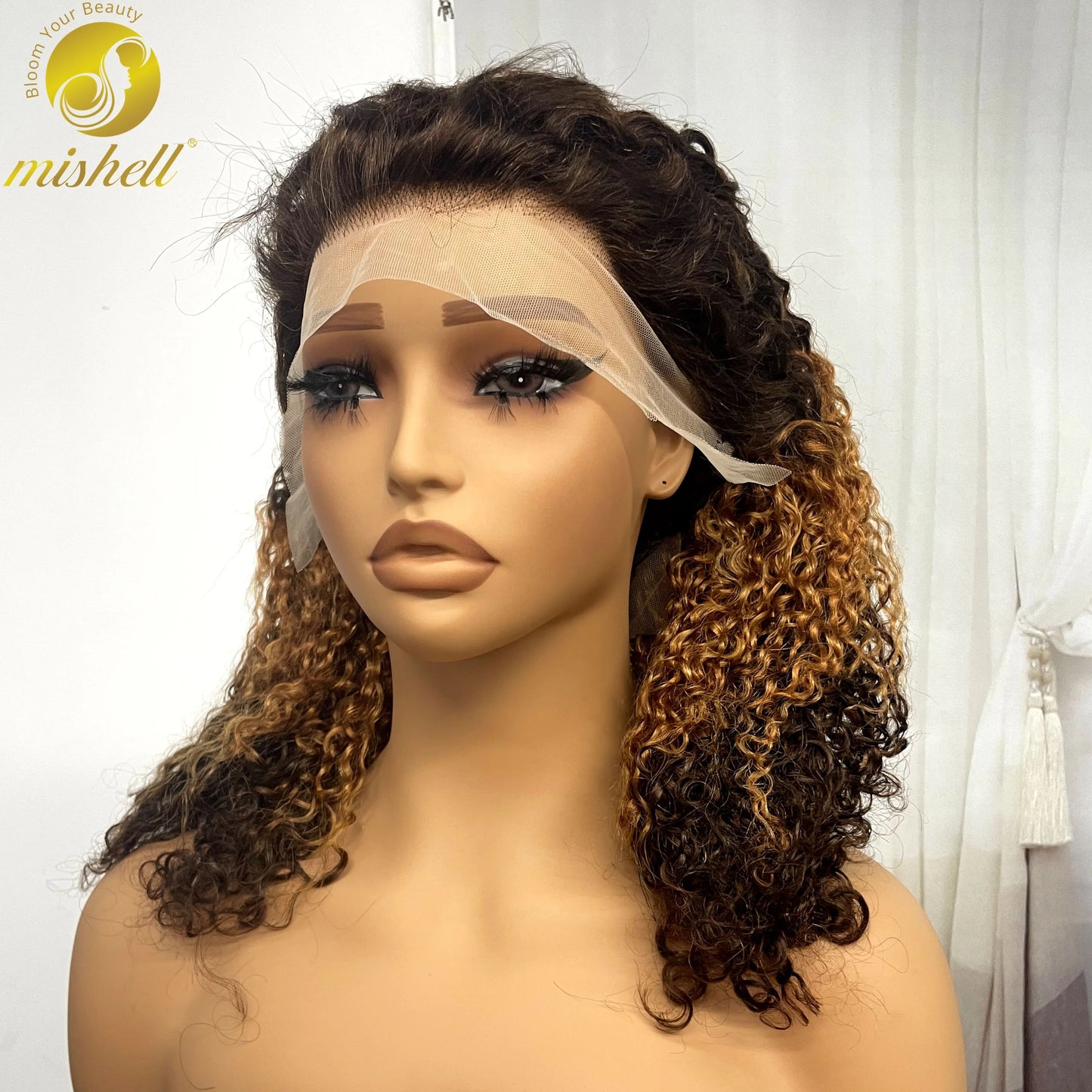 13x4 Lace Frontal Pixie Curly Human Hair Wigs 350% Density 12A Colored Raw Burmese Bouncy Curly Hair Wigs for Women