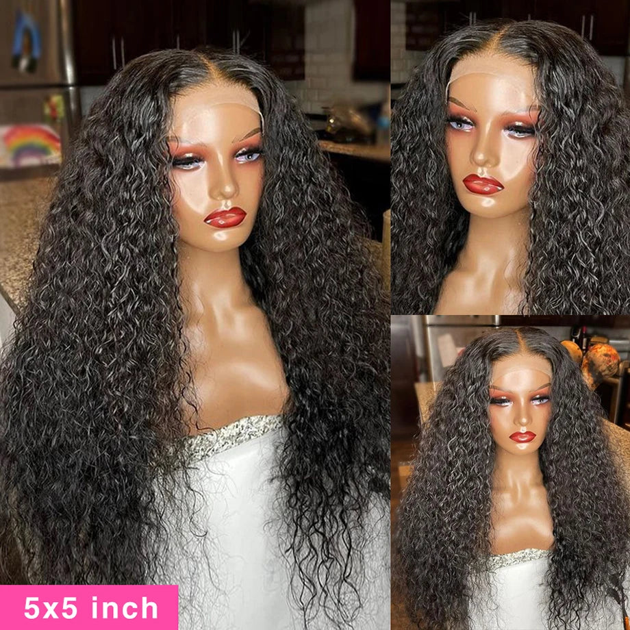 250% Deep Wave 13x6 HD Lace Frontal Wig Brazilian Curly Human Hair Wigs For Women Lace Front Human Hair Wig Pre Plucked 34 Inch