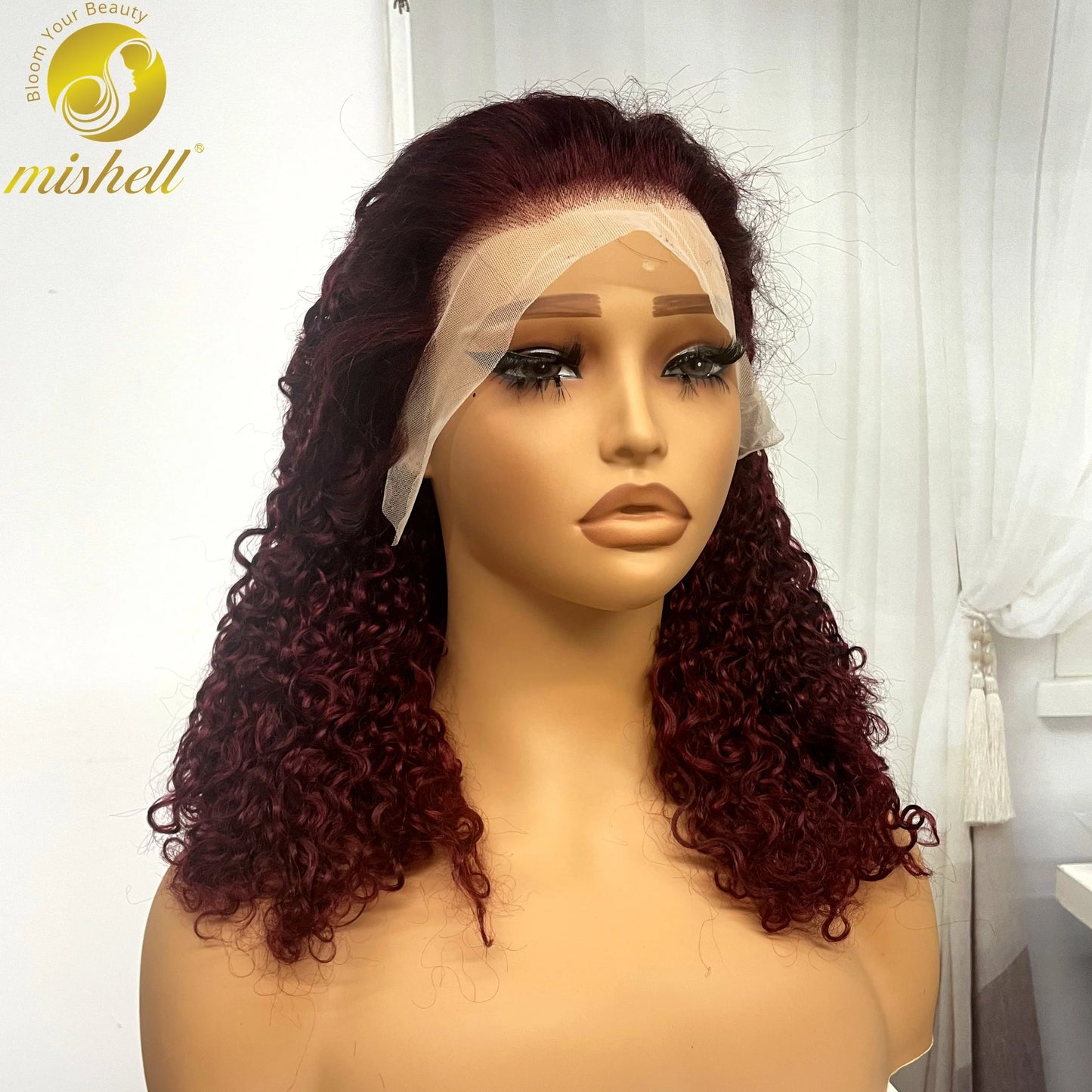 13x4 Lace Frontal Pixie Curly Human Hair Wigs 350% Density 12A Colored Raw Burmese Bouncy Curly Hair Wigs for Women