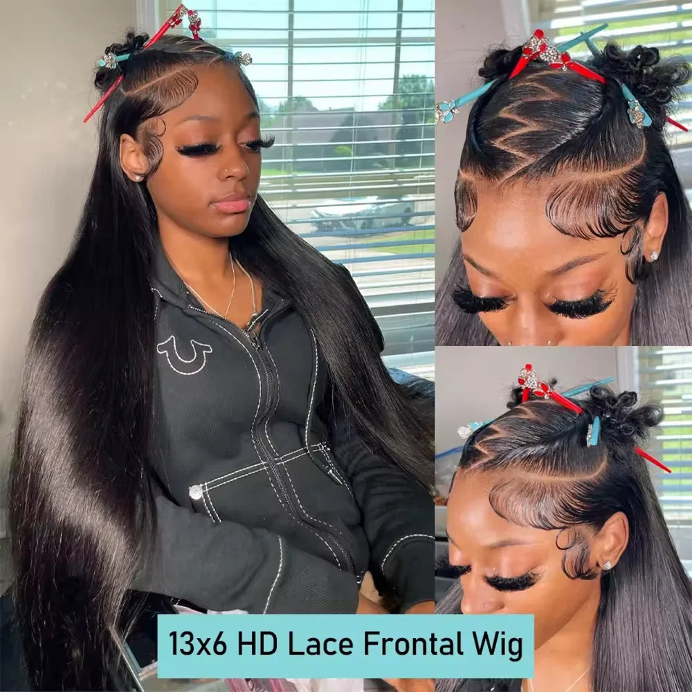 40 Inch 250 Density Straight Lace Front Wigs Human Hair 13x6 Hd Lace Frontal Wig Transparent Lace 13x4 Pre Plucked For Women