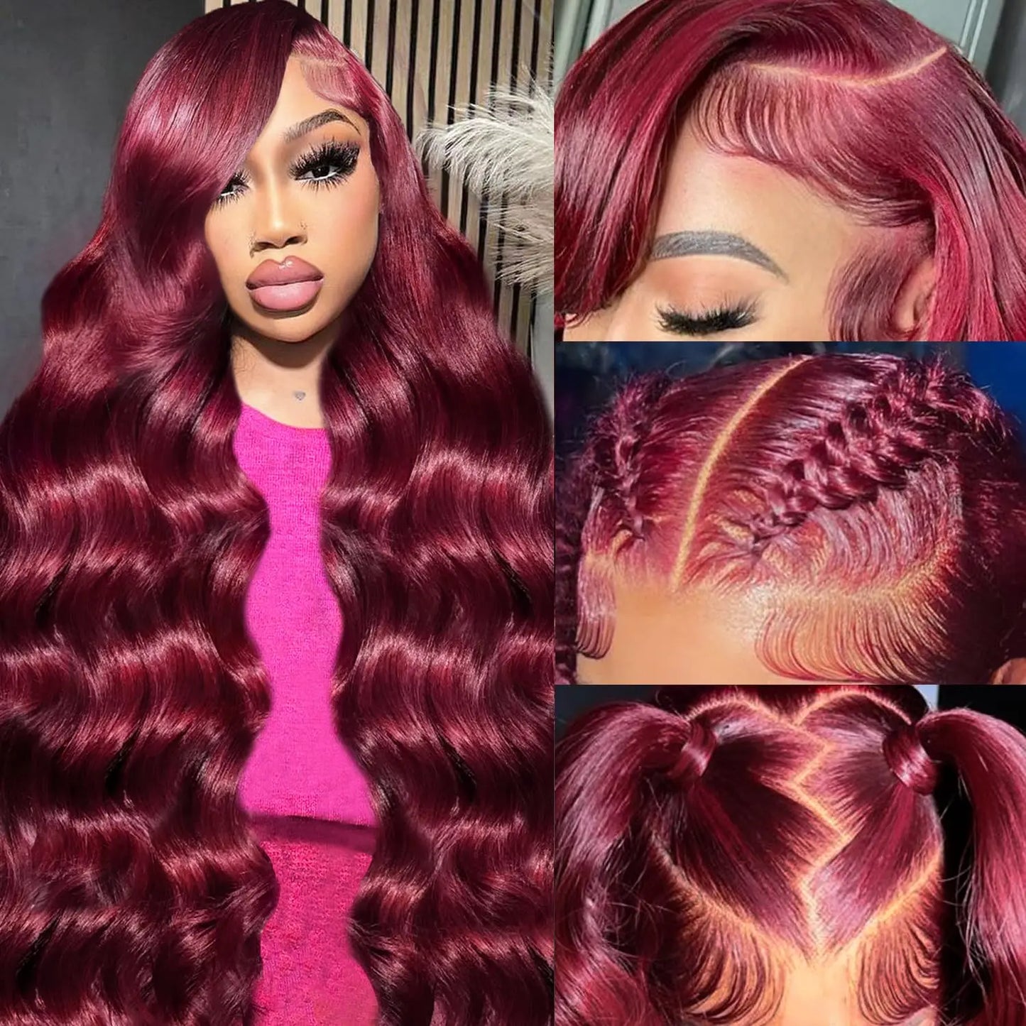 99j Burgundy Body Wave Human Hair 13x6 Hd Transparent Lace Front Wig 13x4 Colored 30 40 Inch Brazilian Hair For Women