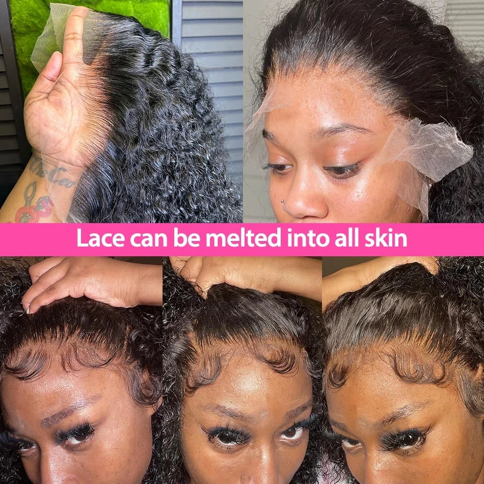 Kinky Curly 13X4 Lace Frontal 100% Human Hair Wigs Short Bob Wigs for Women Glueless Transparent Lace Front Wigs 180% Tissage