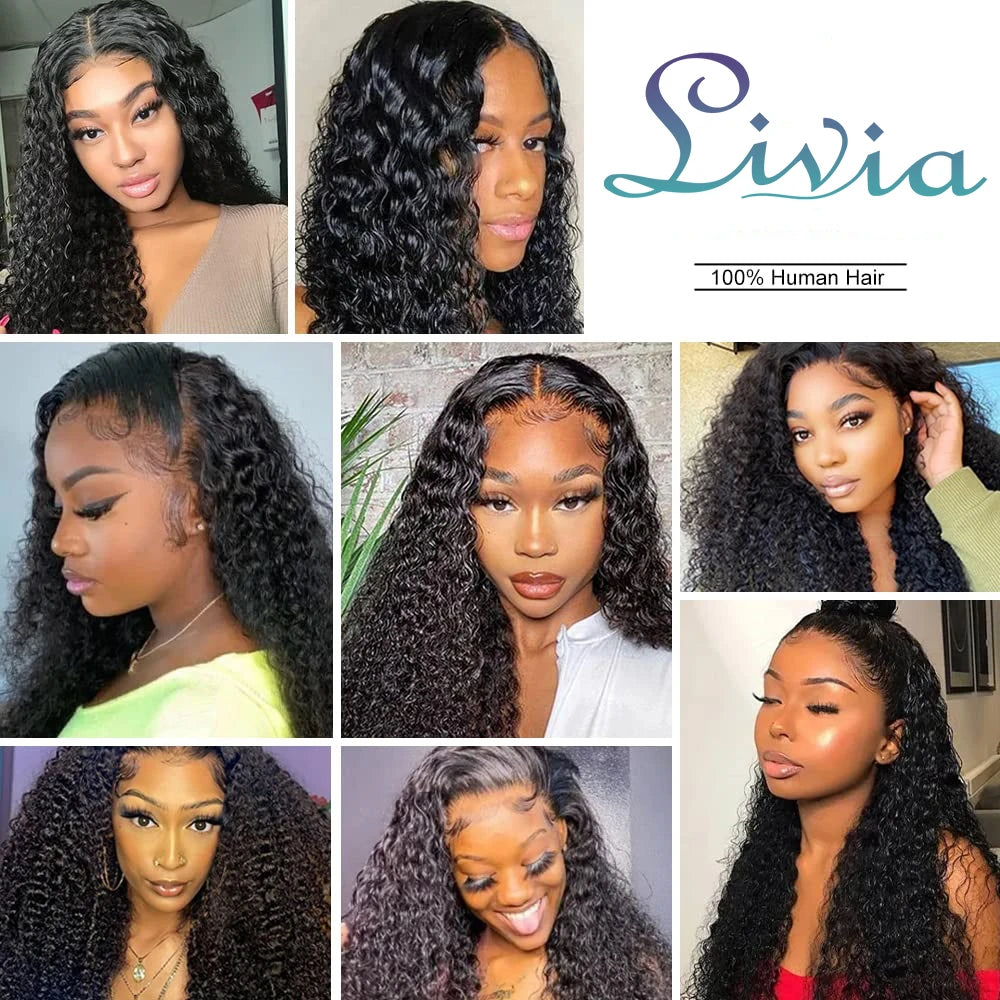 Deep Curly Lace Front Human Hair Wig For Black Women Pre Plucked HD Lace Front Wigs Human Hair 13x4 Lace Frontal Wig