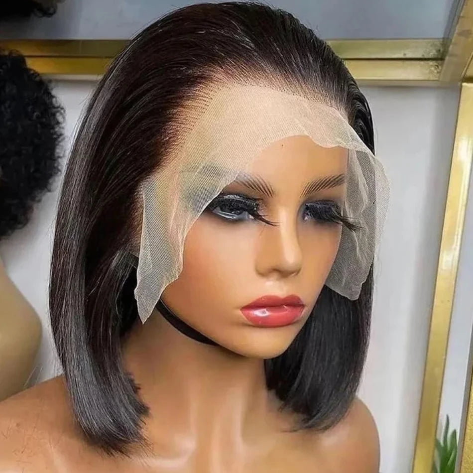 Short Bob Wig Straight 13x4 Lace Front Wig Human Hair Wigs for Black Women Pre Plucked Transparent Brazilian Lace Wigs Glueless