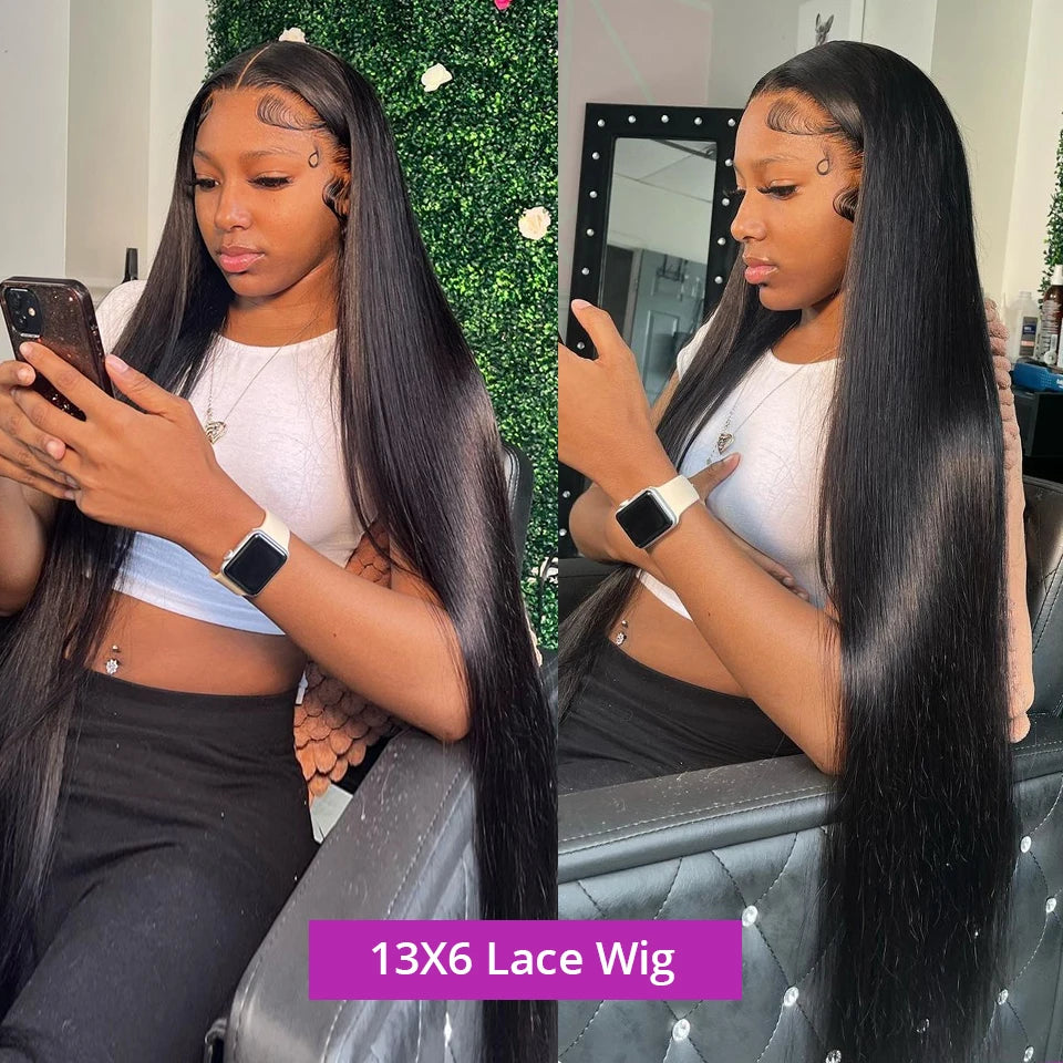 13x4 13x6 Lace Frontal Wig Bone Straight Transparent Lace Front Wigs Brazilian Human Hair 4x4 Lace Closure Wig 180% Density