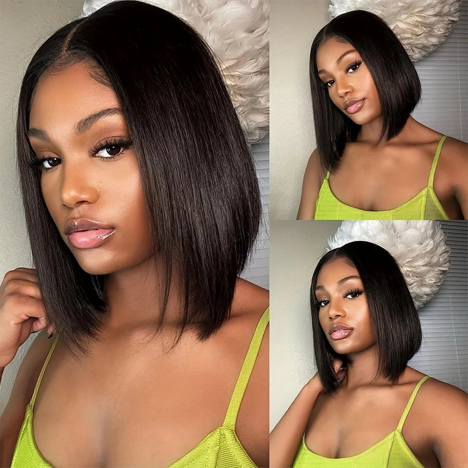 Short Bob Wig Straight 13x4 Lace Front Wig Human Hair Wigs for Black Women Pre Plucked Transparent Brazilian Lace Wigs Glueless