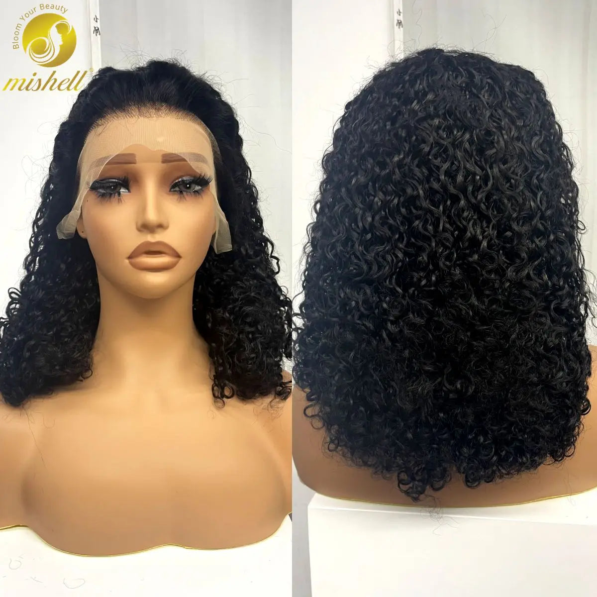 13x4 Lace Frontal Pixie Curly Human Hair Wigs 350% Density 12A Colored Raw Burmese Bouncy Curly Hair Wigs for Women