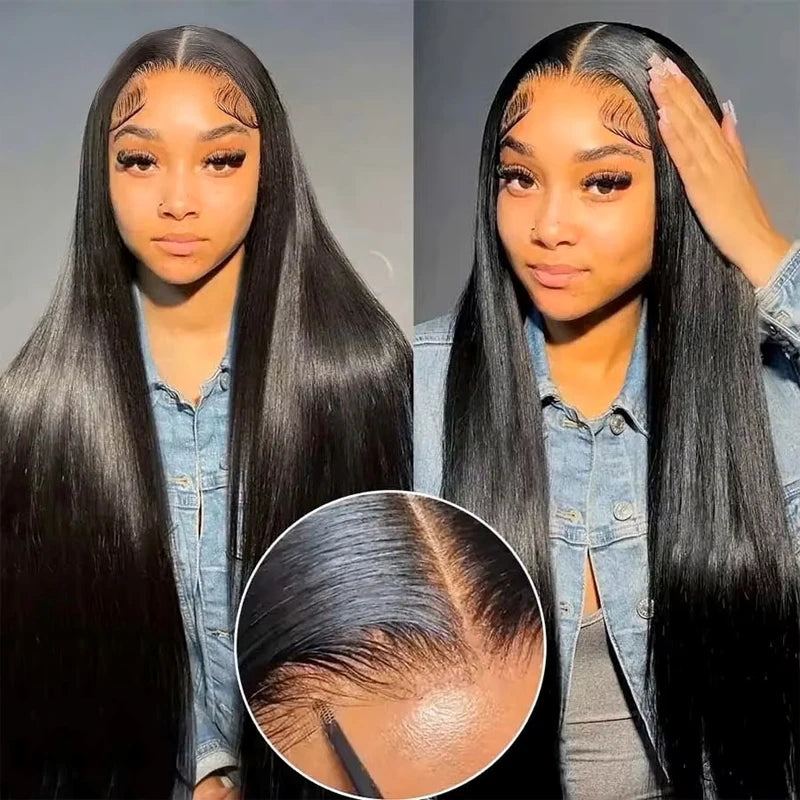 30 40 Inches Human Hair Ready To Wear Pre-Cut Lace Wear And Go Glueless Wigs Straight 13x4 Lace Front Human Hair Wig For Women