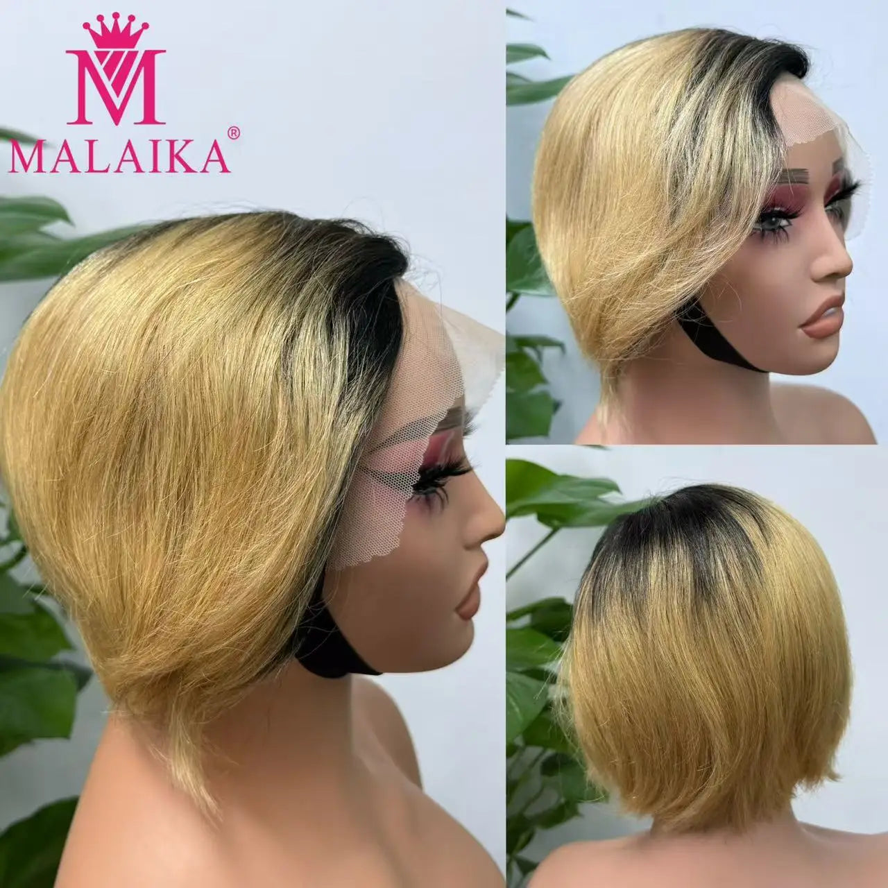 Colored Pixie Cut Remy Human Hair Wig Short Straight Bob 13x4x1 Transparent Lace Ombre Color Wig For Women PrePlucked Cheap Wig