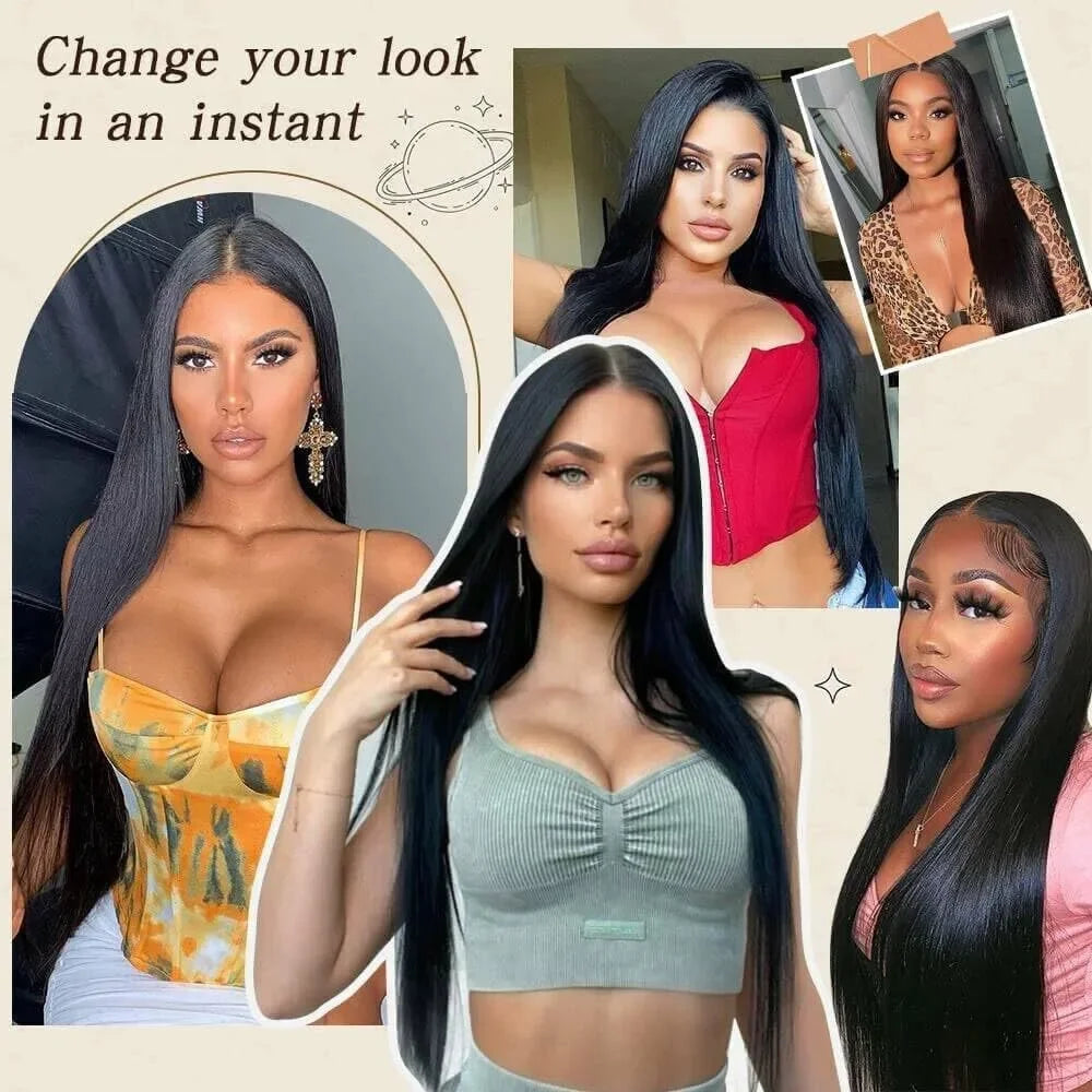 Glueless Straight 13X4 Lace Frontal Wig Human Hair 100% Natural 30 32 inch Pre plucked Cheap Brazilian Wigs For Women Choice