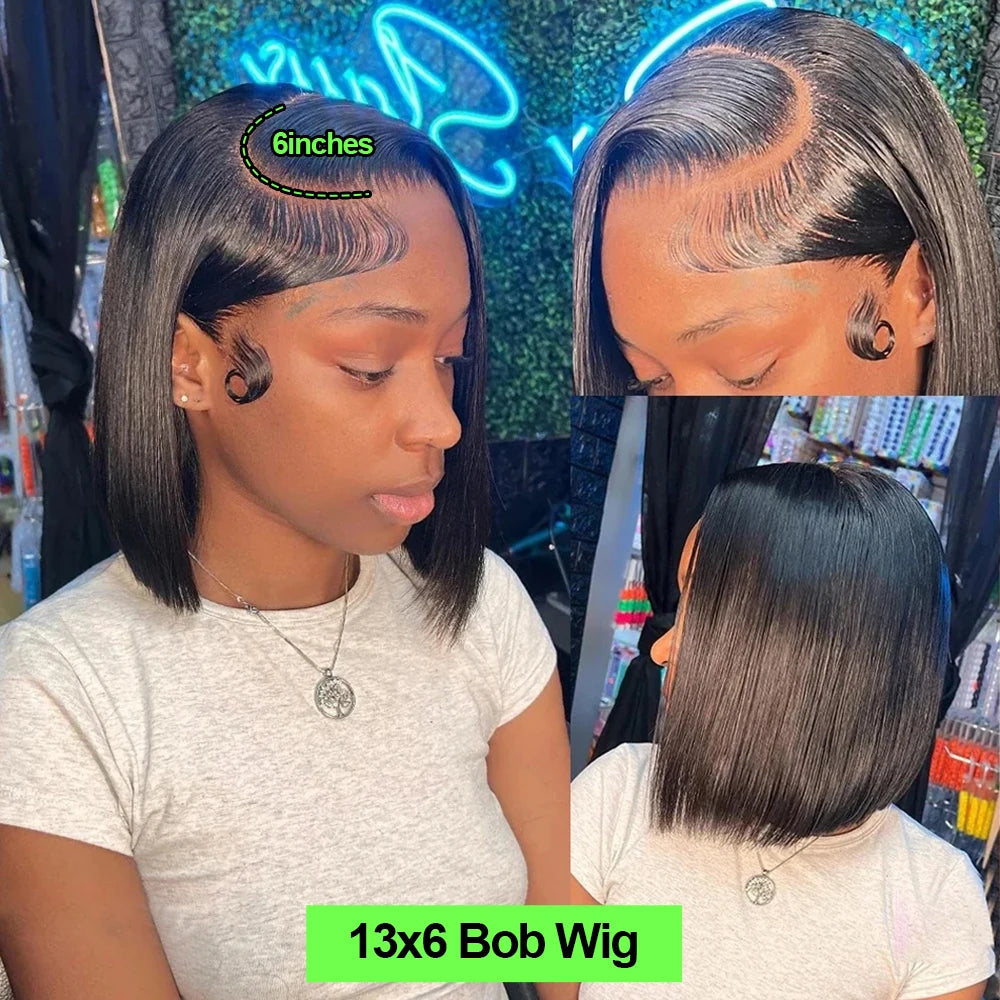 Bone Straight Short Bob Wigs 13x4 13x6 Lace Frontal Human Hair Wigs HD Transparent Lace Glueless Wig Ready to Wear For Women