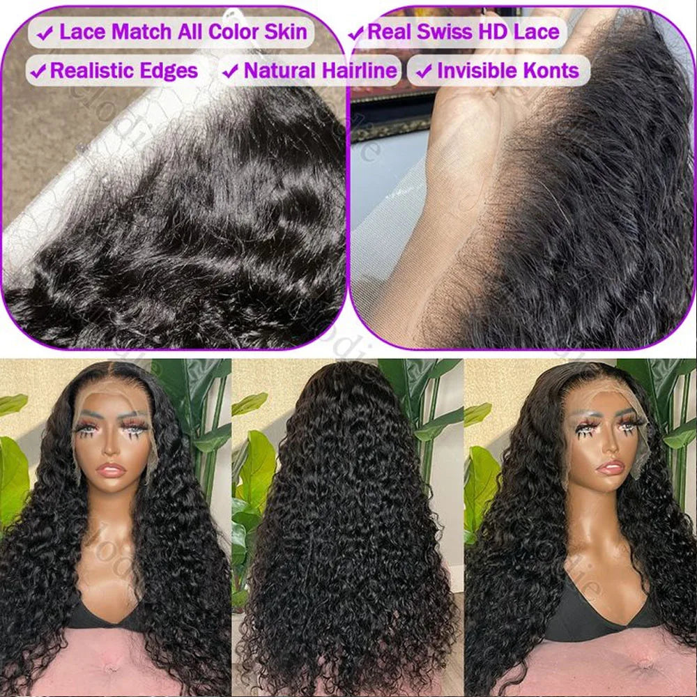 13x4 13x6 Hd Lace Front Wigs Human Hair Pre Plucked Deep Curly Human Hair Wig 250% Density Glueless Wigs Human Hair for Women