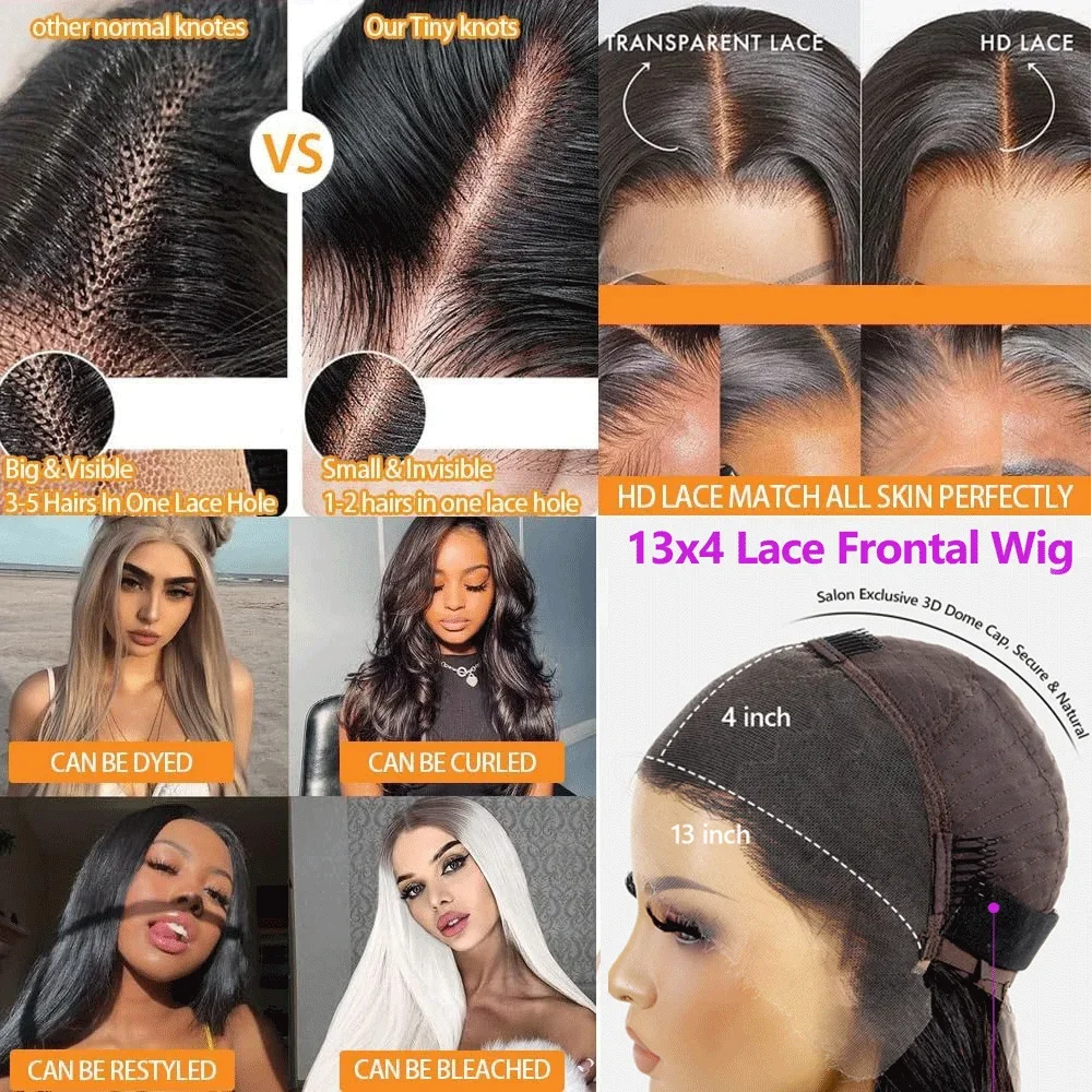 Glueless Straight 13X4 Lace Frontal Wig Human Hair 100% Natural 30 32 inch Pre plucked Cheap Brazilian Wigs For Women Choice