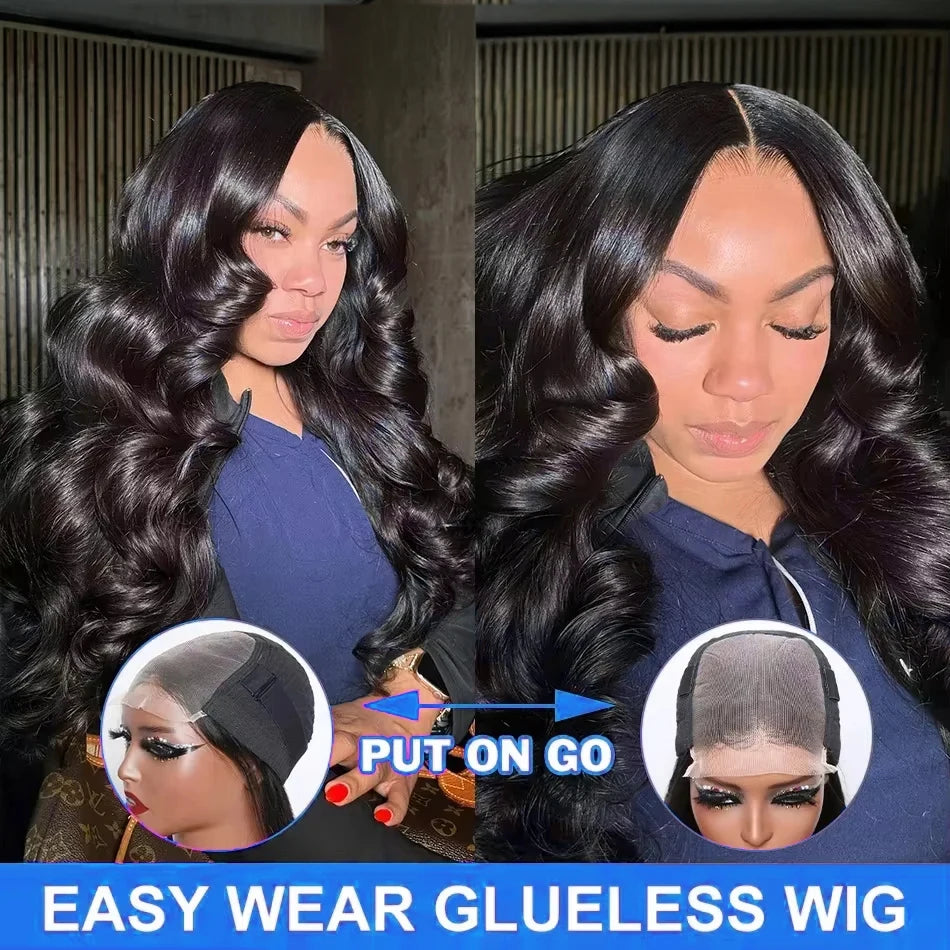 30 40 Inch Body Wave Lace Front Wig Human Hair 13x6 Hd Transparent Frontal Glueless Pre Plucked Black For Women Water Wave