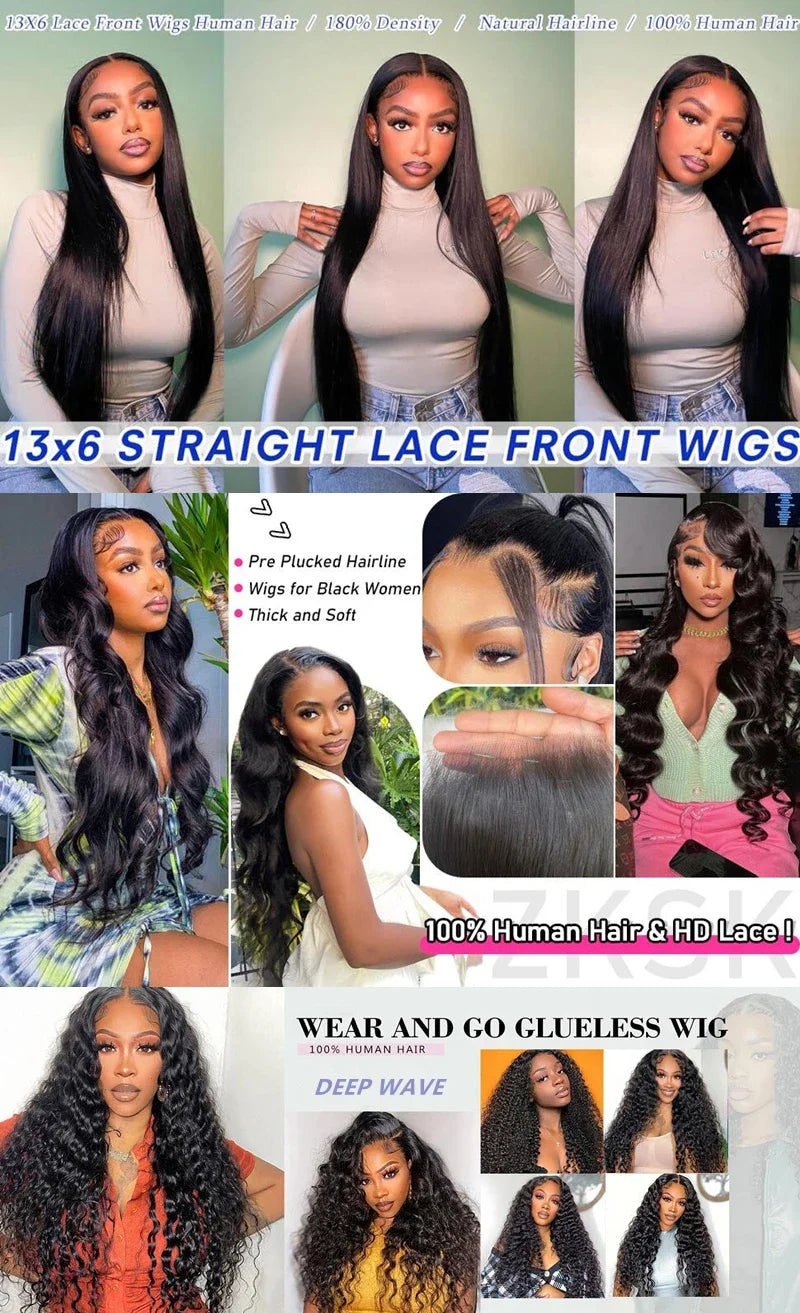 HD Transparent 360 Lace Frontal Wig Human Hair PrePlucked Bone Straight Human Hair Wigs For Women 13X4 13x6 Lace Front Wig