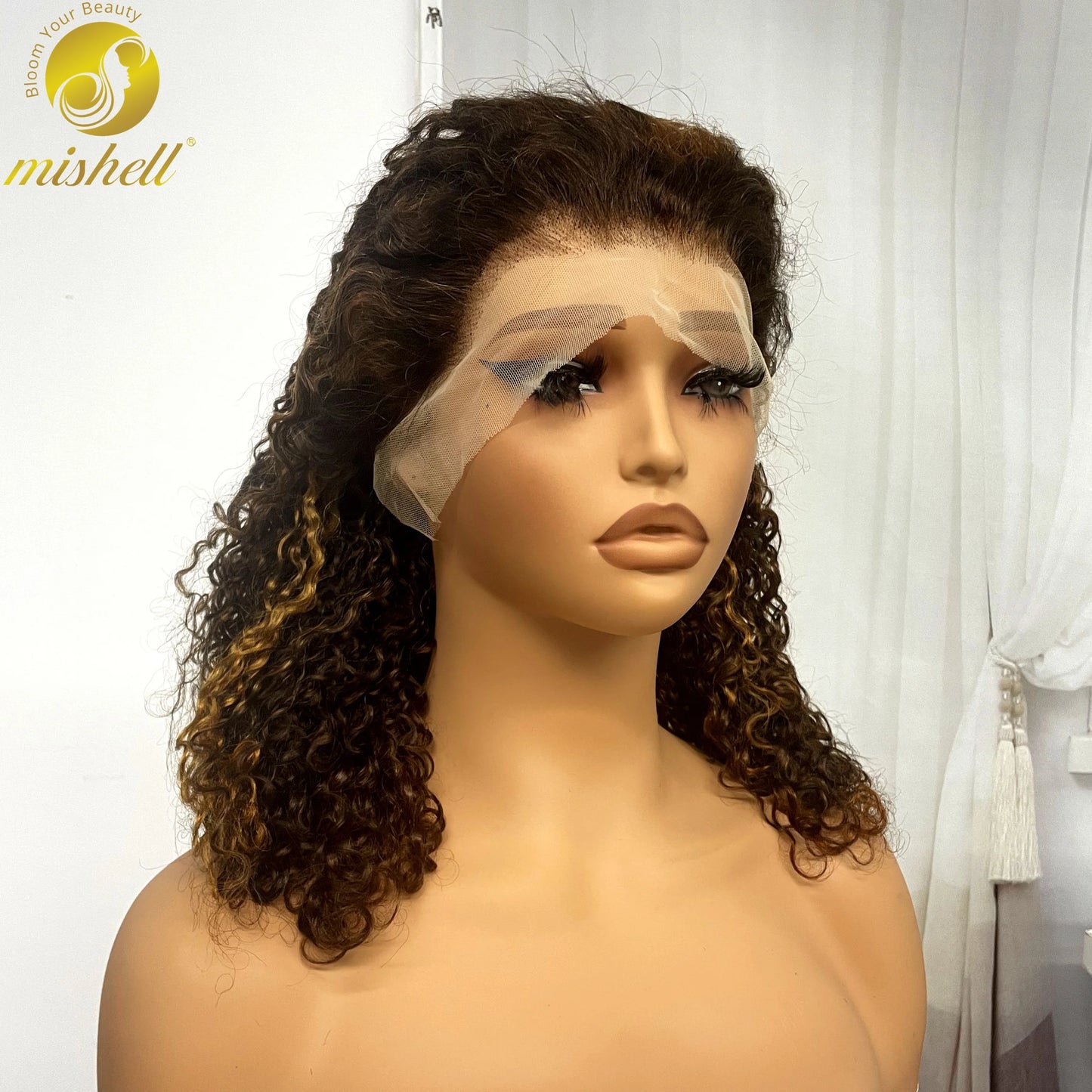 13x4 Lace Frontal Pixie Curly Human Hair Wigs 350% Density 12A Colored Raw Burmese Bouncy Curly Hair Wigs for Women