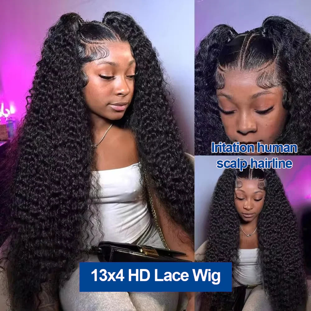 Deep Curly Lace Front Human Hair Wig For Black Women Pre Plucked HD Lace Front Wigs Human Hair 13x4 Lace Frontal Wig