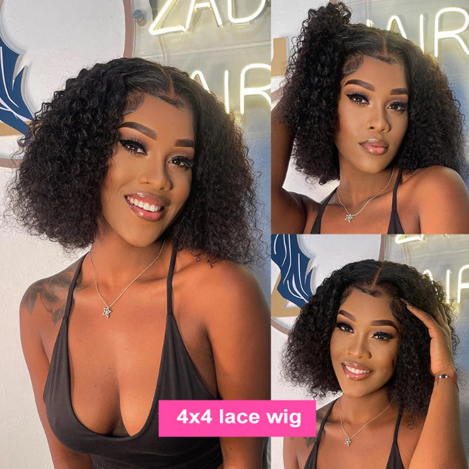 Glueless Short Bob Wig Kinky Curly Wear To GO 13X4 Lace Frontal Human Hair Wigs For Women Remy Jerry Curl perruque bresillienne