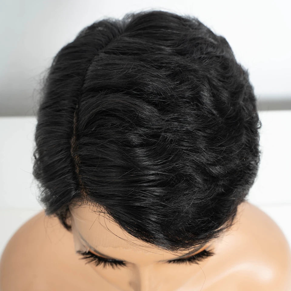 Lekker Short Pixie Cut 13X1 Part Lace Front 100% Human Hair Wig For Women Ready to Wear Brazilian Remy Hair Colored Straight Wig