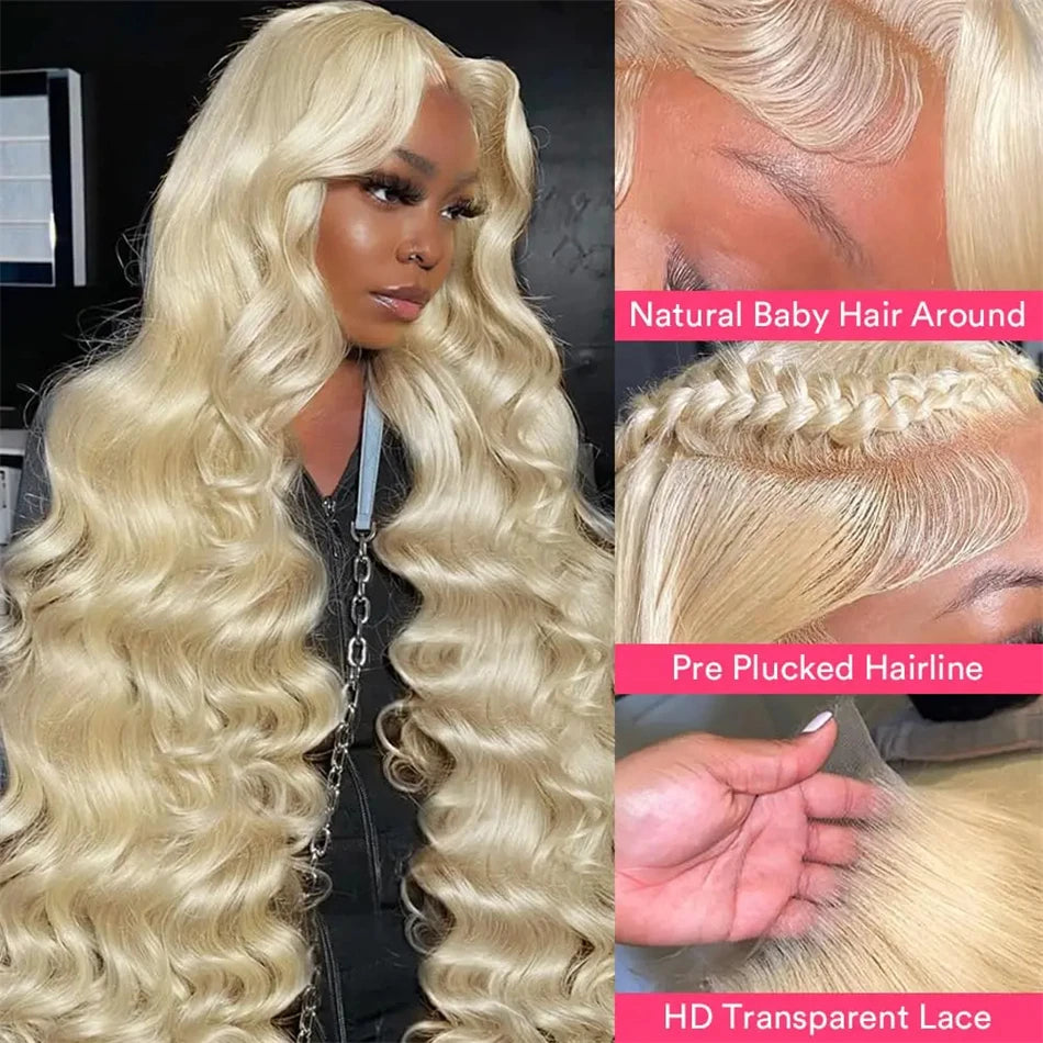 Blonde 613 30 Inch 200 Density Body Wave 13x6 Lace Frontal Wig 100% Brazilian Lace Front Human Hair Free Wigs on Clearance Sale