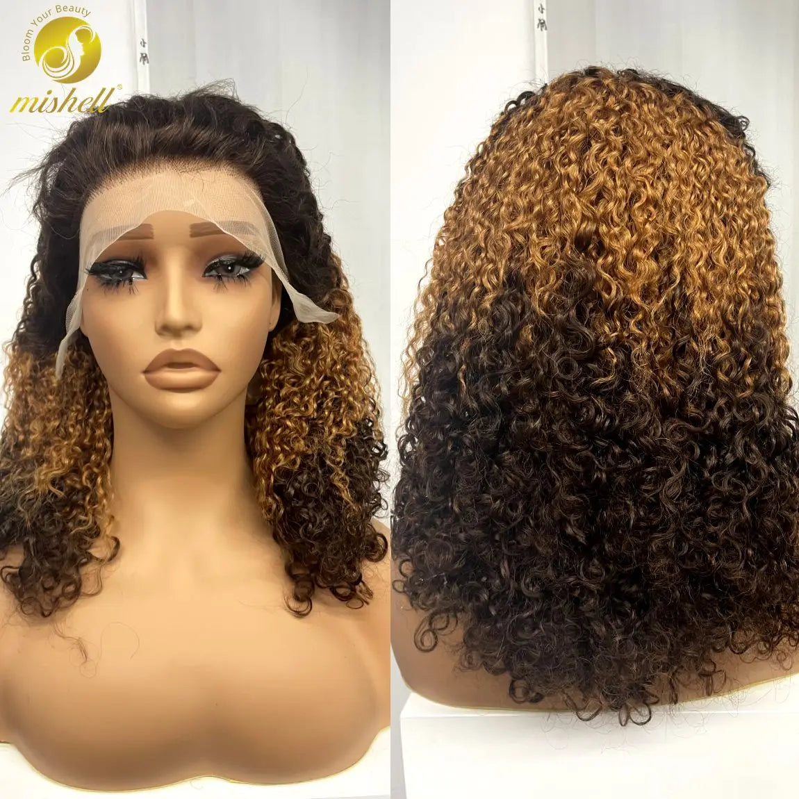 13x4 Lace Frontal Pixie Curly Human Hair Wigs 350% Density 12A Colored Raw Burmese Bouncy Curly Hair Wigs for Women