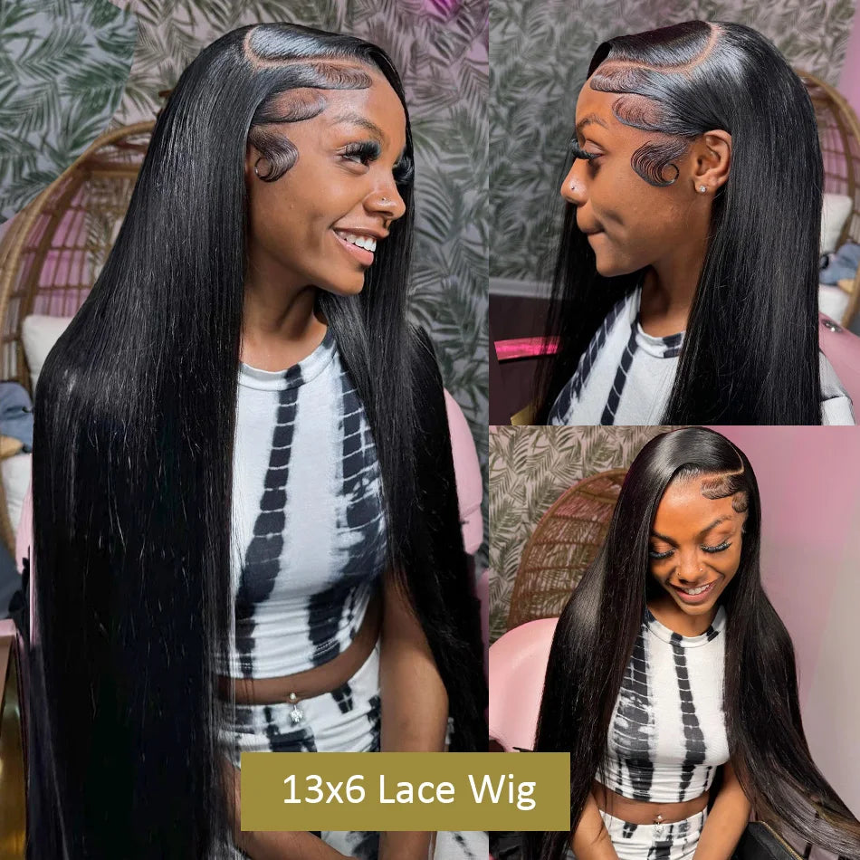 30 40 Inch Bone Straight Transparent 13x4 Lace Frontal Human Hair Wigs 200 Density Brazilian Remy 13x6 Lace Front Wig For Women