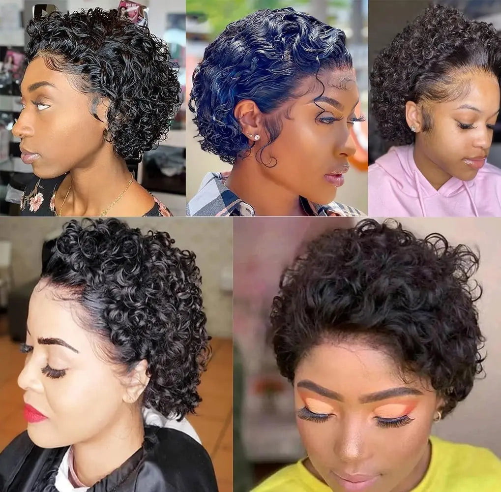 Pixie Cut Wig Curly Human Hair 13x1 Lace Frontal Wigs Human Hair Short Bob Human Hair Wigs 13x4 Lace Front Wigs For Black Women